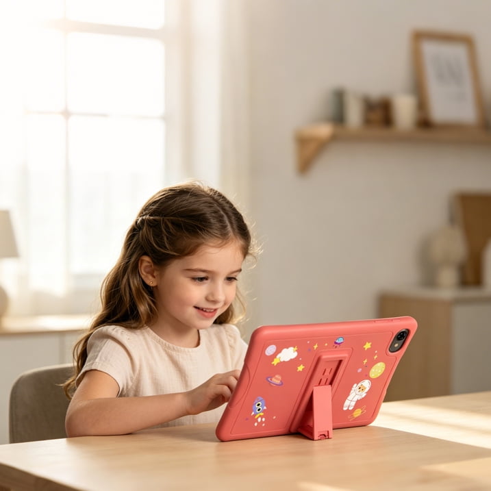 Kids Tablet, Android 15 Tablet for Kids 10.1 inch Ouad-Core with Case, 64GB 1TB TF Card Expandable for Toddler Children, Parental Control, Dual Camera, WiFi,Gift, PINK