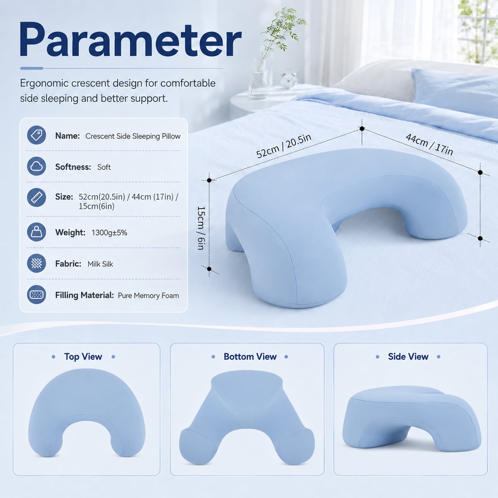 AMTPM Side Sleeper Pillow with Arm Holes, Ergonomic Memory Foam Cervical Pillow for Neck and Shoulder Pain Relief for Side Back Stomach Sleeper