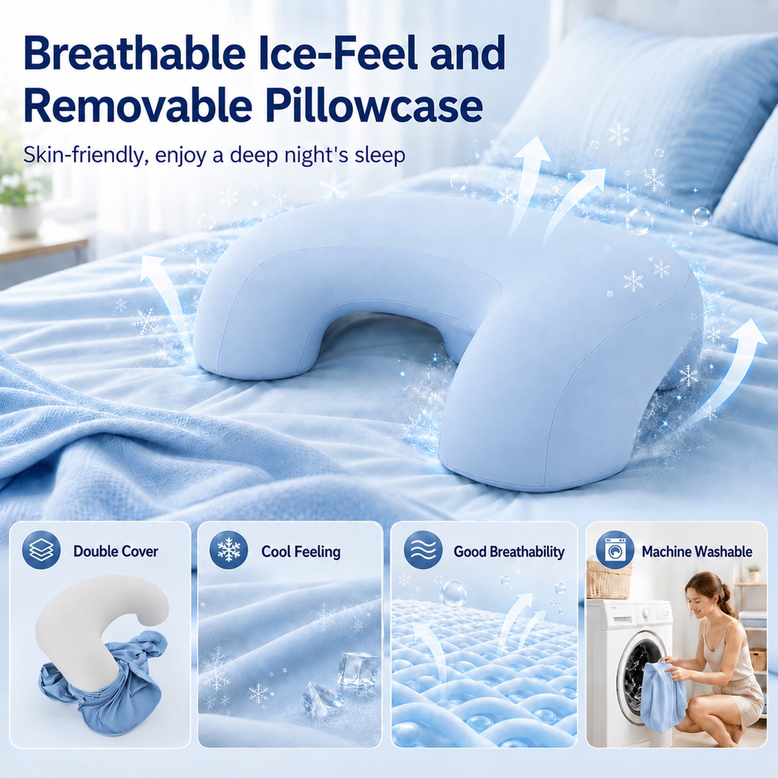 AMTPM Side Sleeper Pillow with Arm Holes, Ergonomic Memory Foam Cervical Pillow for Neck and Shoulder Pain Relief for Side Back Stomach Sleeper
