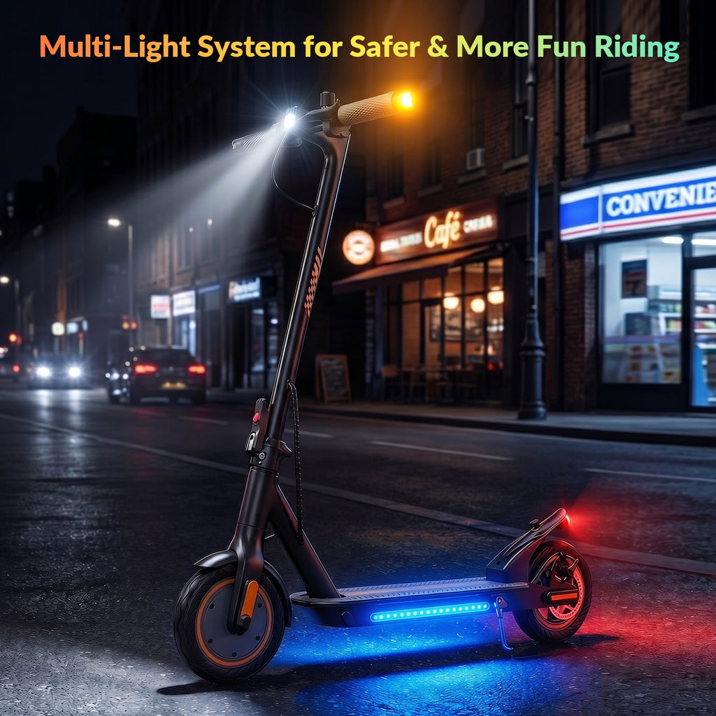 MAGIFOCUS B01 350W 10" Tires Electric Scooter with Turn Signals, 36V 9Ah, Up to 19mph & 22Miles, Foldable Commuting E-Scooter for Adults with Side Light & APP, UL 2272
