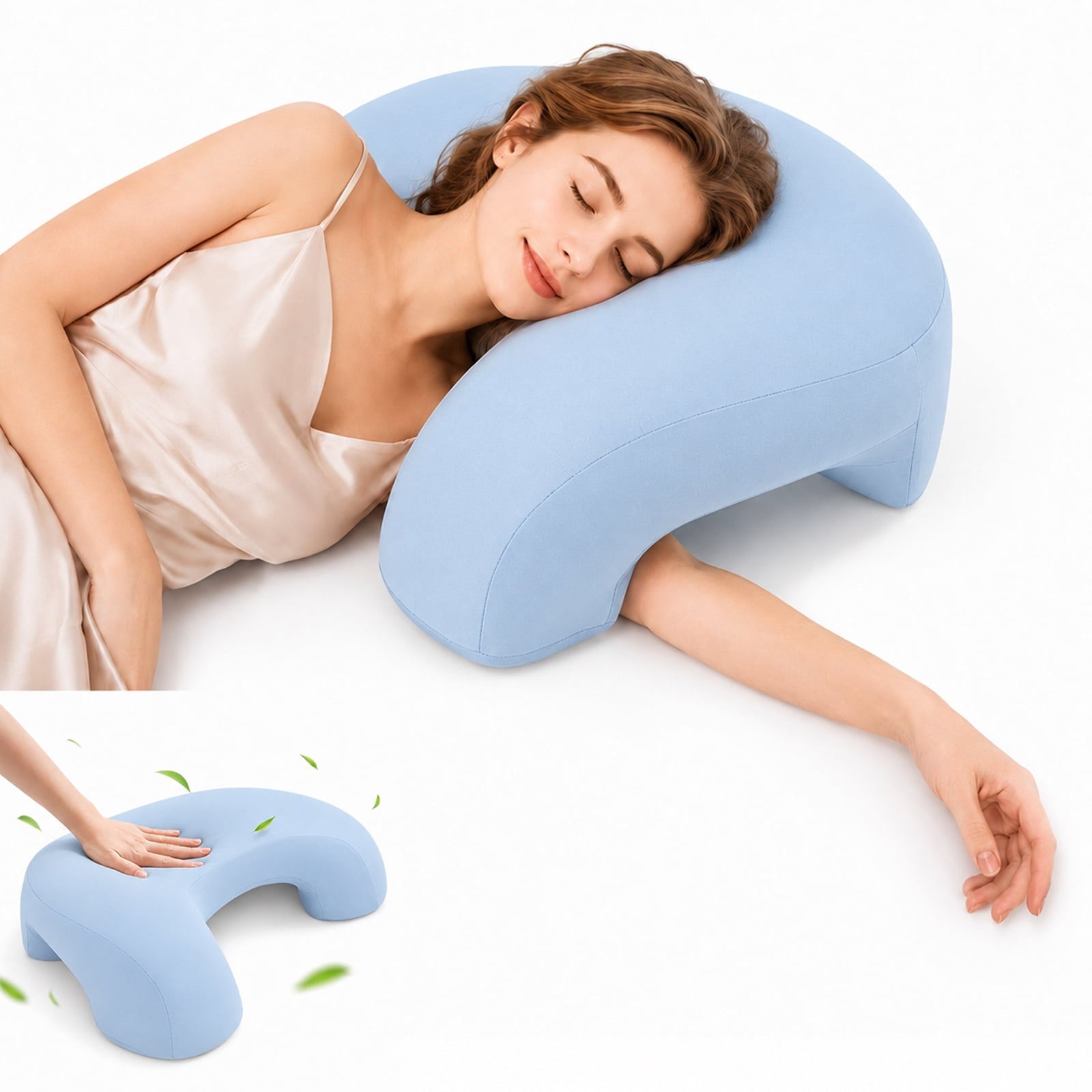 AMTPM Side Sleeper Pillow with Arm Holes, Ergonomic Memory Foam Cervical Pillow for Neck and Shoulder Pain Relief for Side Back Stomach Sleeper