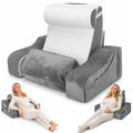 AMTPM Reading Pillow for Bed with Detachable Armrests, 2-in-1 Wedge Reading Pillow, 20°-55° Adjustable Headrest & Independent Lumbar Support Bed Reading Pillow for TV, Books, Nursing