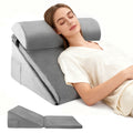 AMTPM Wedge Pillow - 12"Memory Foam Triangle Cushion for Sleep Apnea, Acid Reflux, Snoring Relief, Back & Leg Elevation, Post Surgery Recovery, Adjustable incline