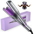 NEXPURE 1.25 Inch Hair Crimper Waver, 3 Barrels Deep Waver Hair Curler, Ceramic Curling Iron for Women, 10S Heat up, Anti-Scald, Purple