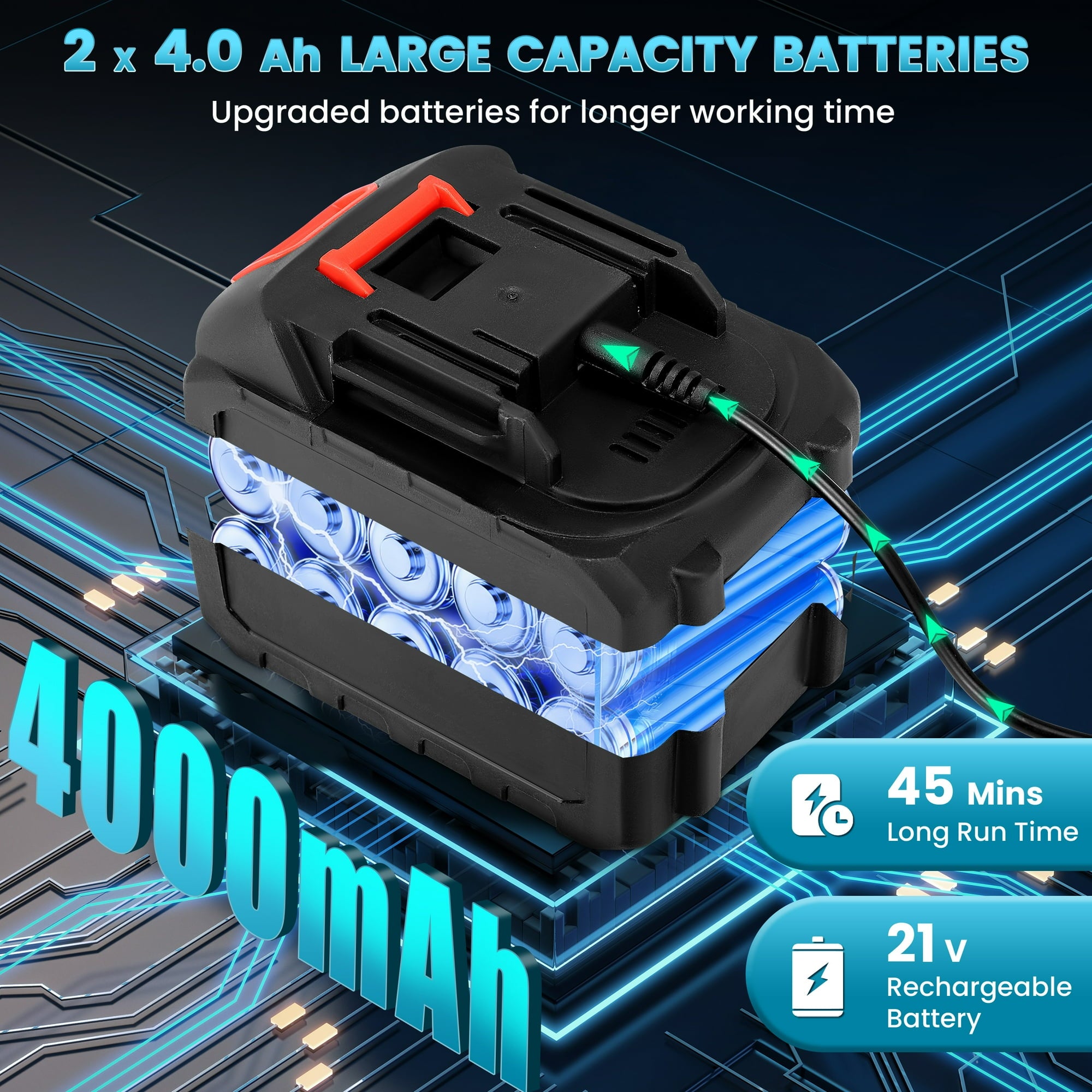RELOIVE Cordless Impact Wrench 1/2", 553ft-lbs (750N.m) High Torque Impact Wrench with 2x 4.0Ah Batteries Brushless Motor Electric Impact Gun Impact Driver for Car Home