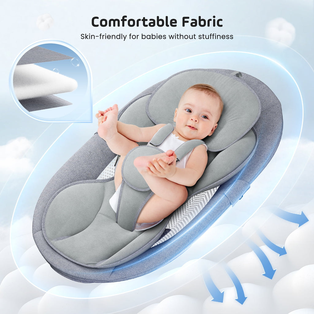 Doulami Electric Baby Swing for Newborn to Toddler Portable Infant Swing Rocker with Remote & APP Control & IMD Touch Panel, 5 Sway Speeds, 10 Lullabies, Gray