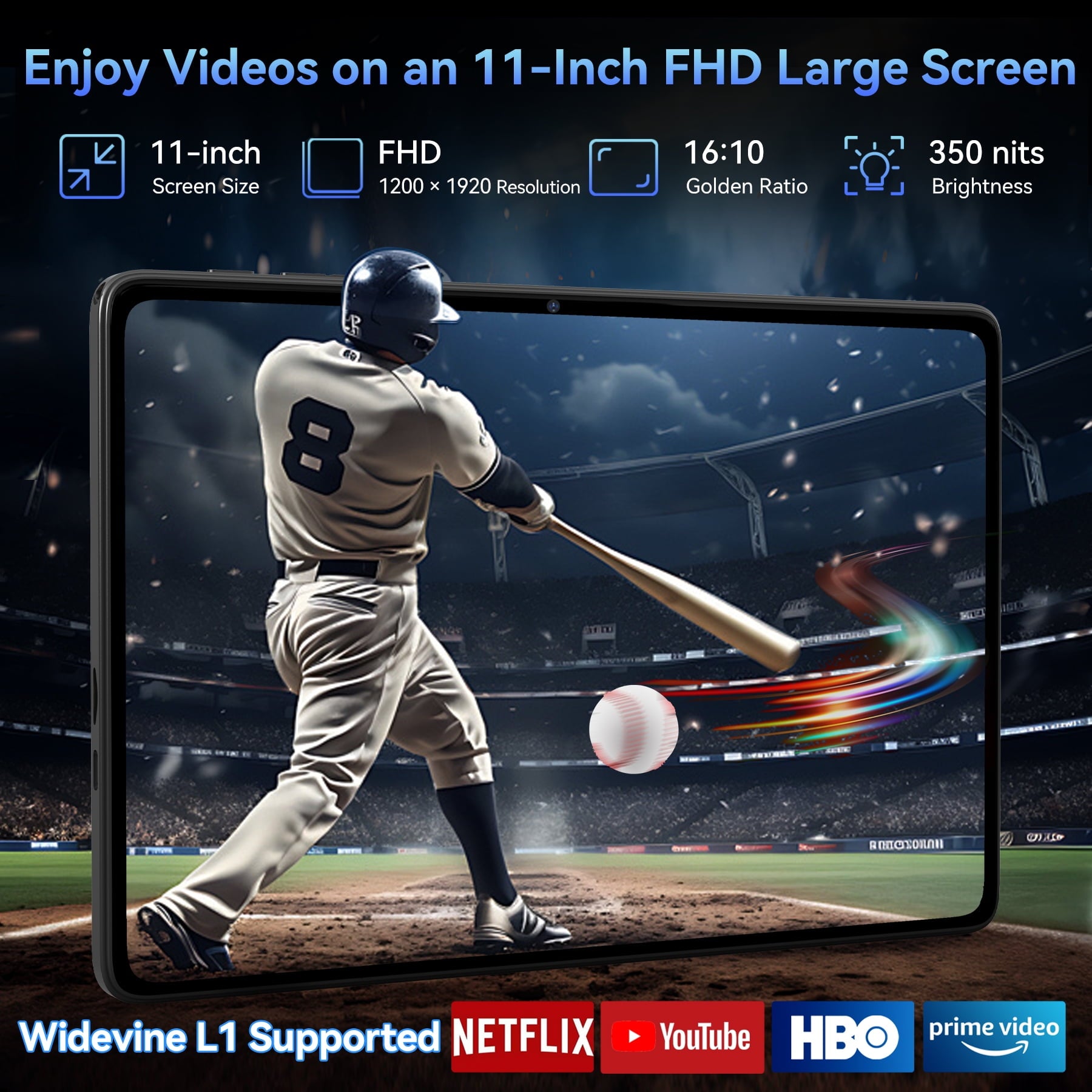 Tablet 2026 Android 16 AI Tablet with Gemini AI, 11 Inch FHD Display, 24GB RAM 128GB ROM /2TB TF, T7250 CPU+13MP Camera, 8000mAh, Widevine L1, 2 in 1 Tablets with Keyboard Mouse Stylus, Blue