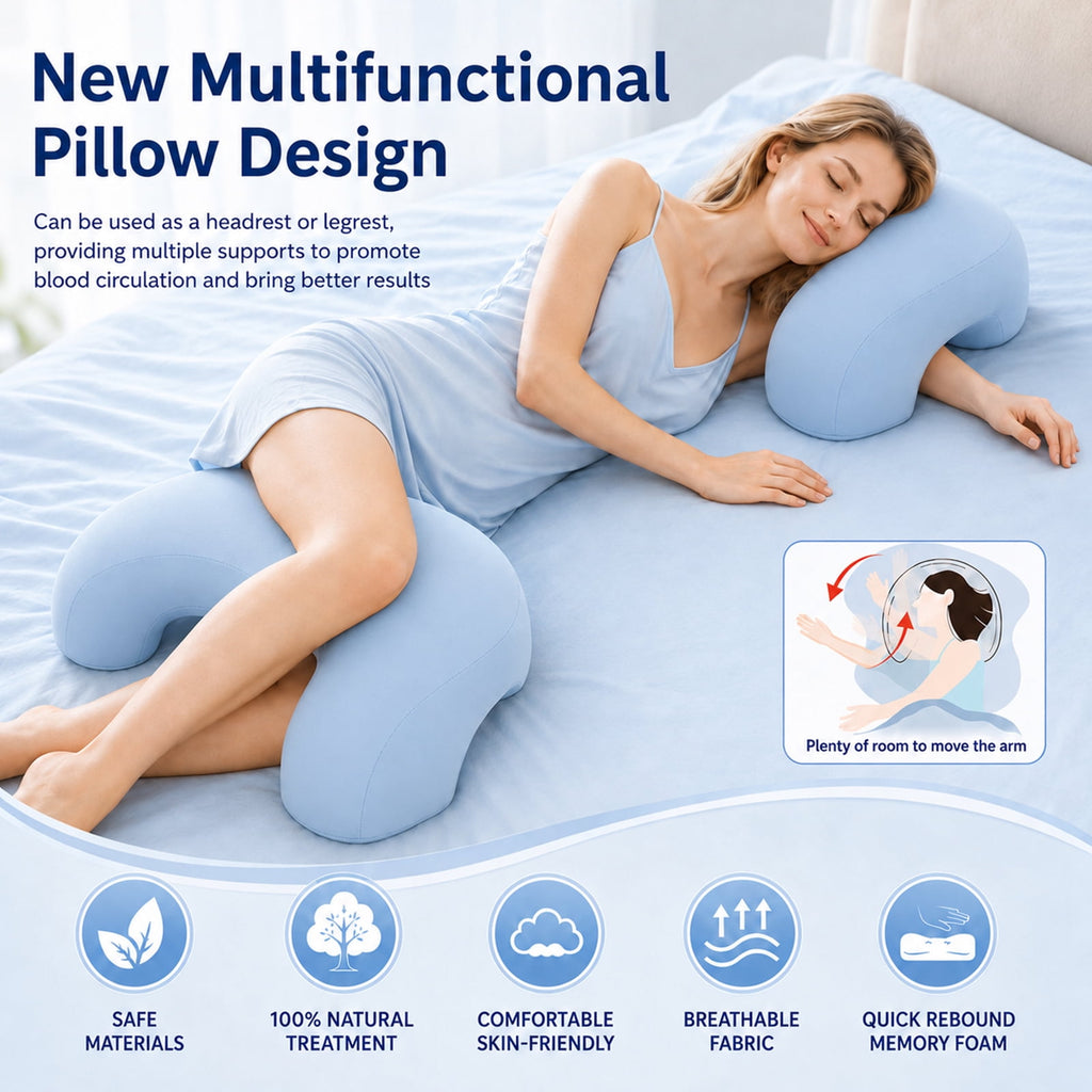 AMTPM Side Sleeper Pillow with Arm Holes, Ergonomic Memory Foam Cervical Pillow for Neck and Shoulder Pain Relief for Side Back Stomach Sleeper